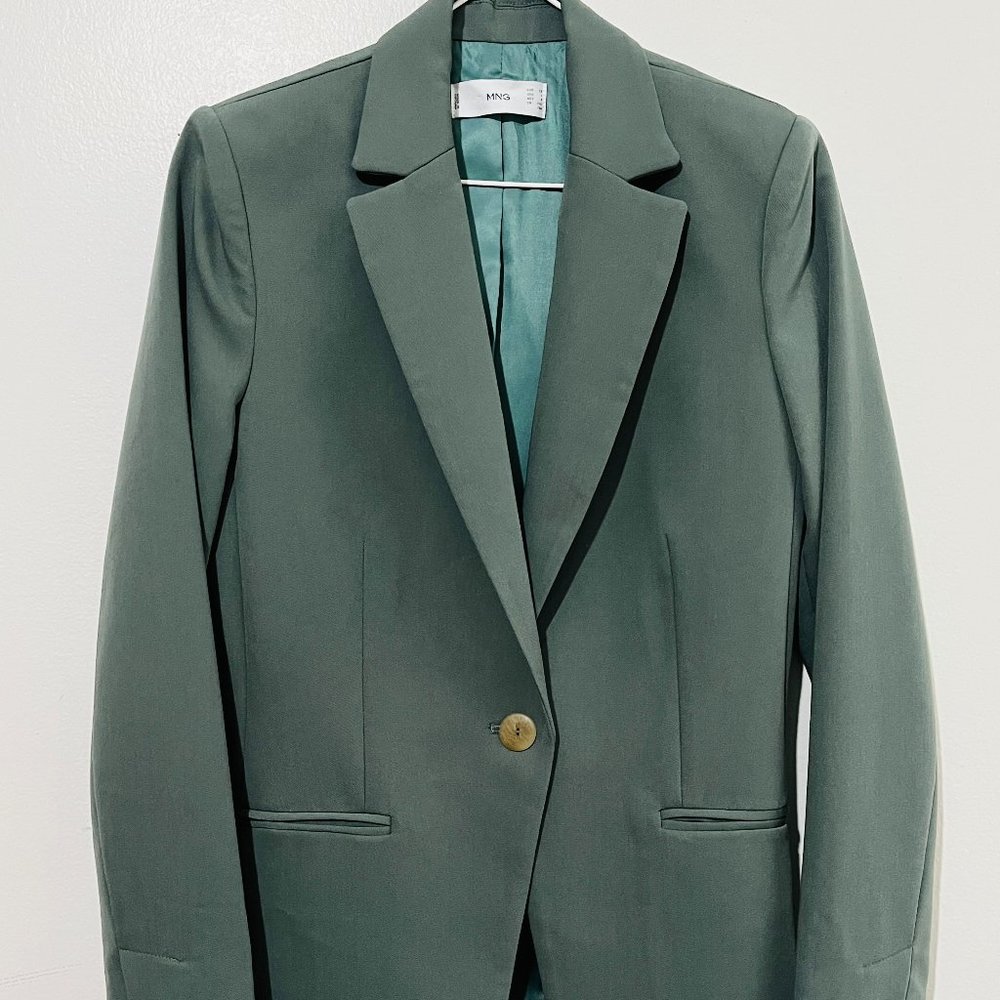 Mango Slim Fitting Moss Green Blazer Jacket-Women Size O